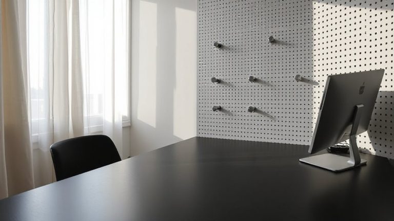 adjustable cable hooks on pegboard