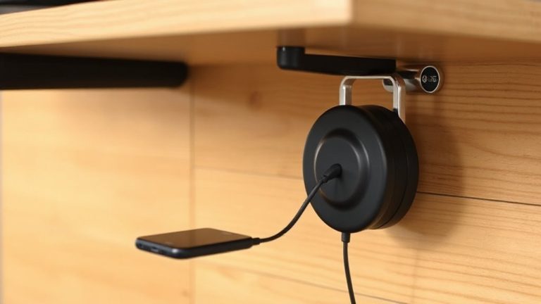 attach retractable reels to desks
