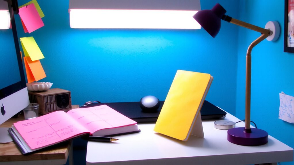 avoid bright hues for focus