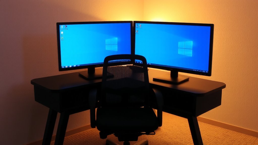 center screen at eye level
