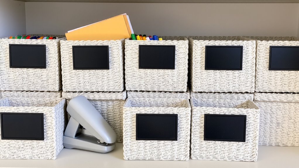 color coded labeled bins system