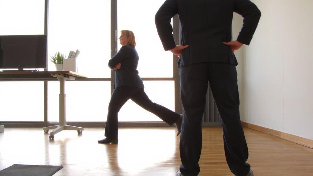 desk hip relief stretch