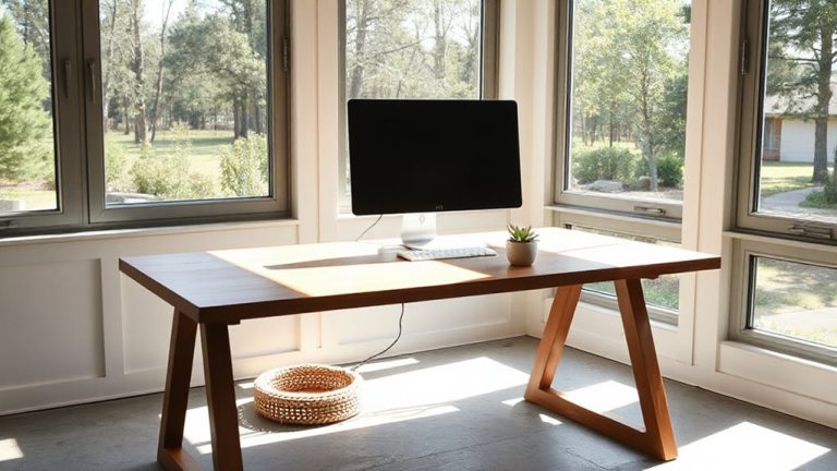 desk perpendicular to windows