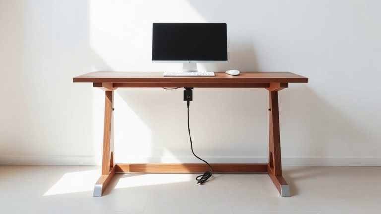 desk with built in grommets