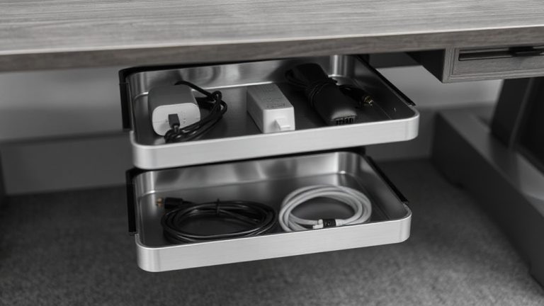 dual layer desktop tray mounting