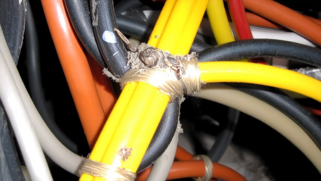 dust accumulates in aging cable ties