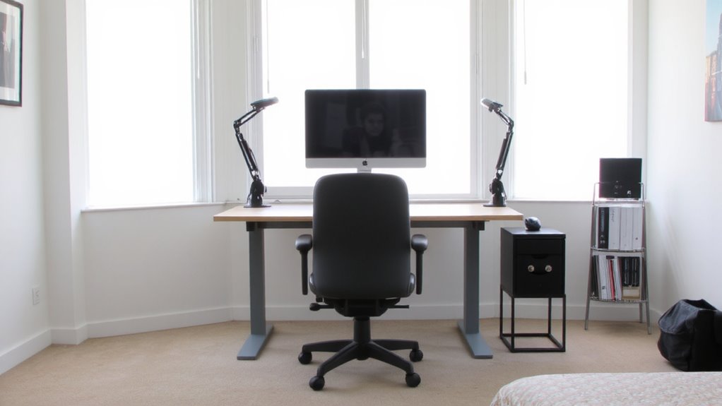 ergonomic chair and desk setup