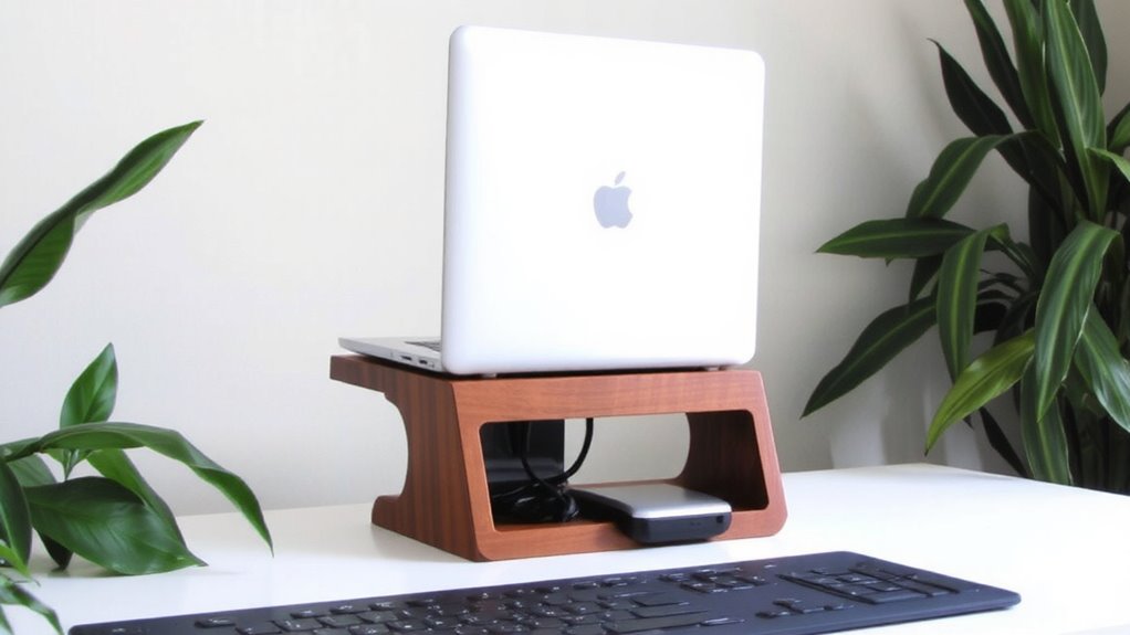 ergonomic monitor riser storage