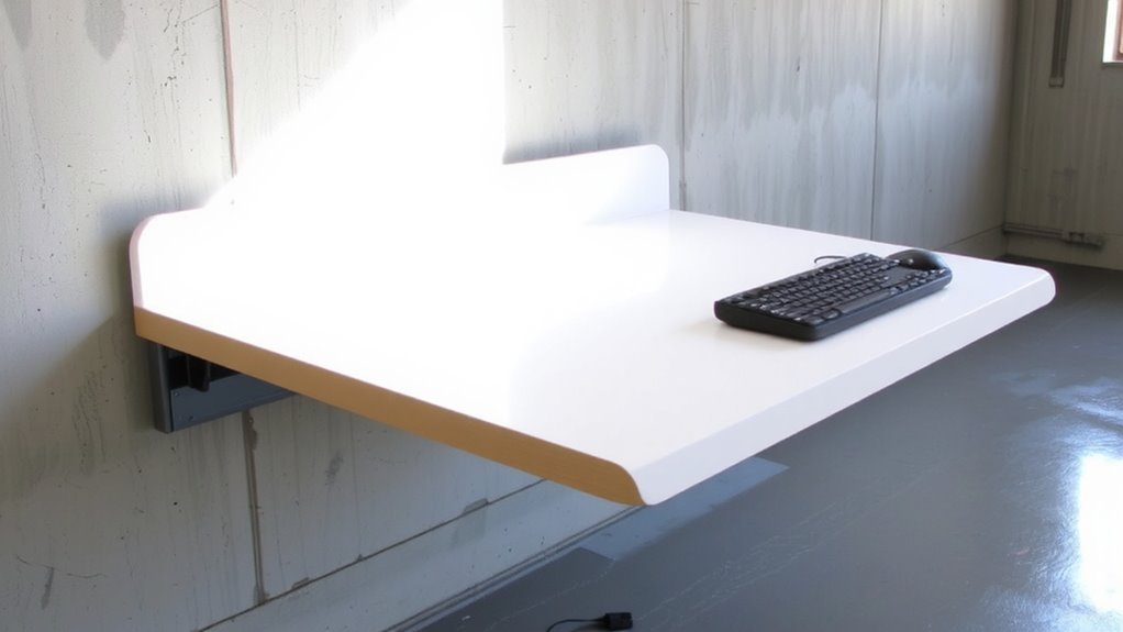 floating desk with cable channels