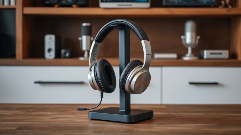 headset stands organized display