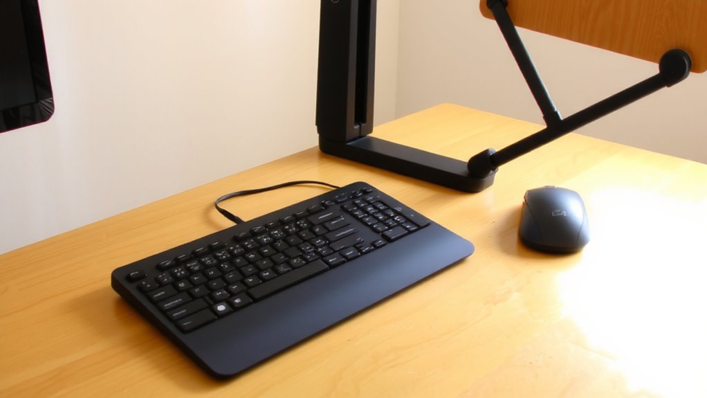 keyboard slightly below elbows