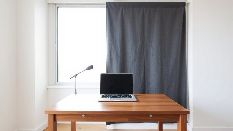minimalist organized video conferencing space