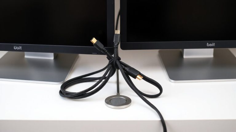 neat dual monitor cable bundling