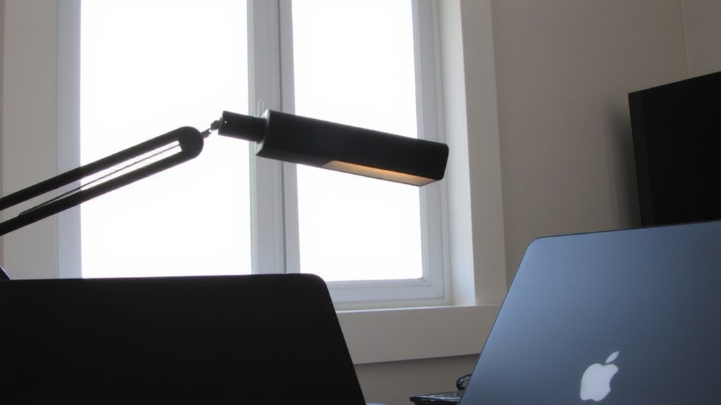 side placement minimizes screen glare
