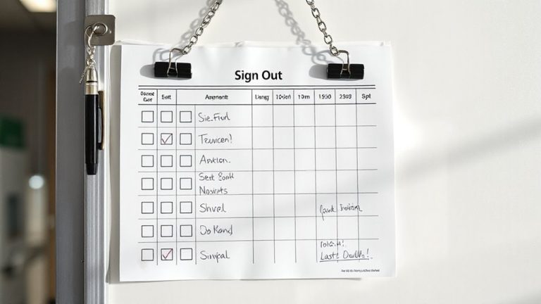 sign out sheet required