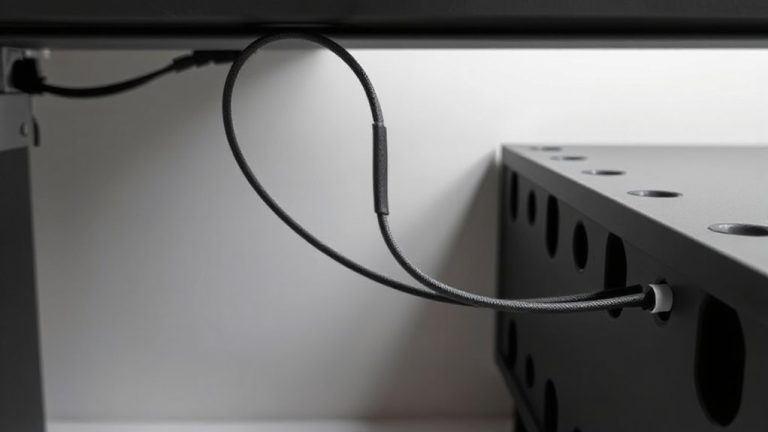 snake cables smoothly through metal desk frames