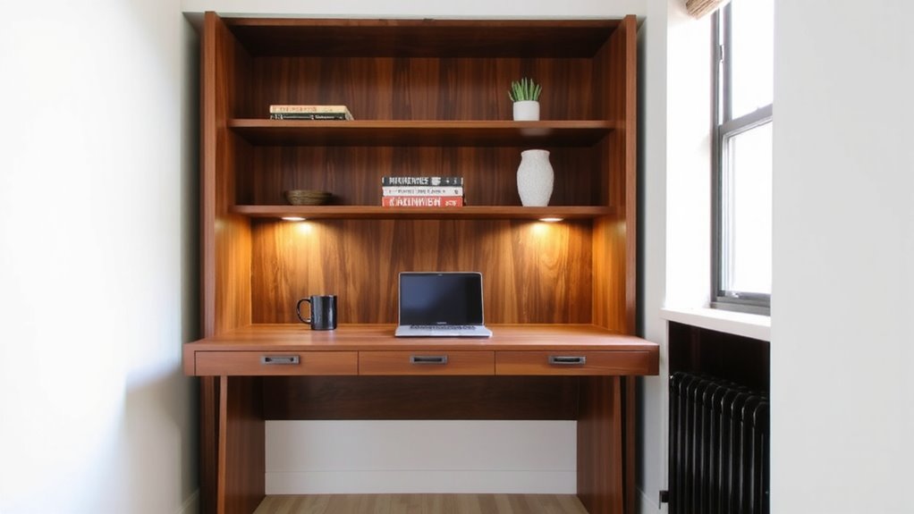 space saving desk bookshelf combo
