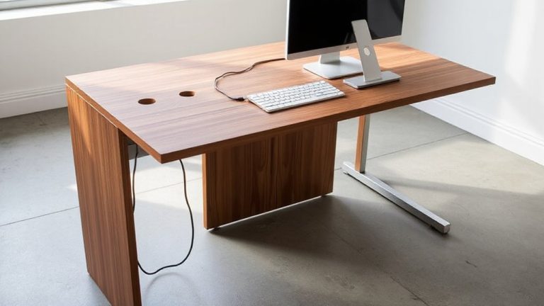 standing desk with grommets