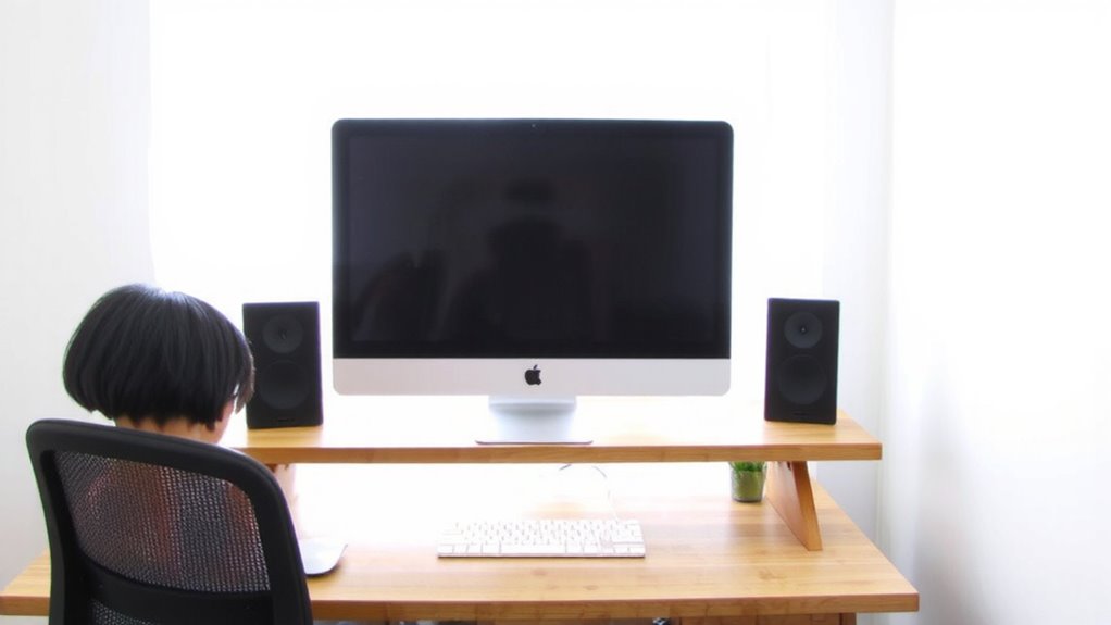 top of screen at eye level