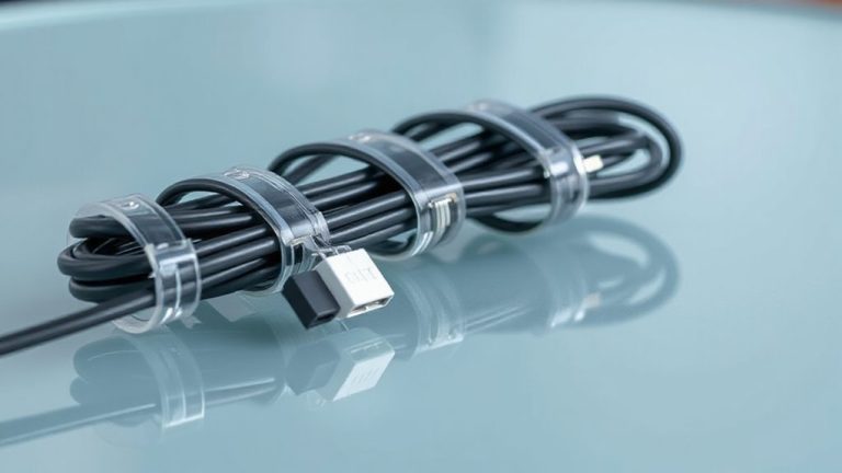 transparent clips secure wires
