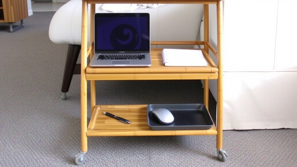 two tier rolling desk cart