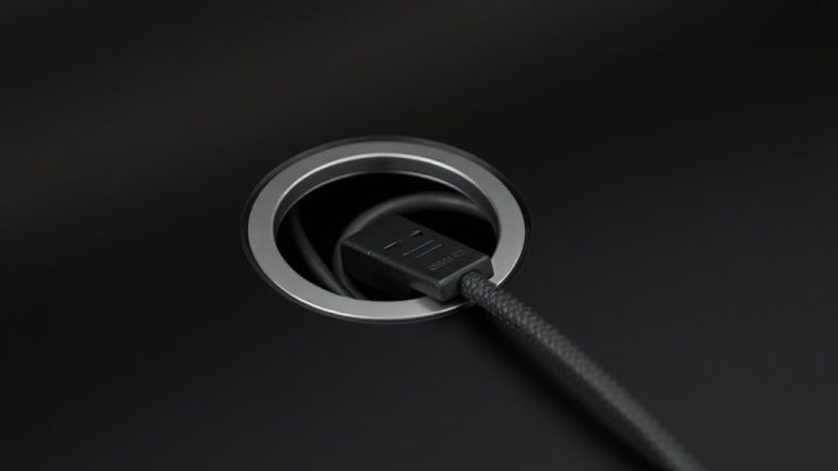under desk grommet cable routing