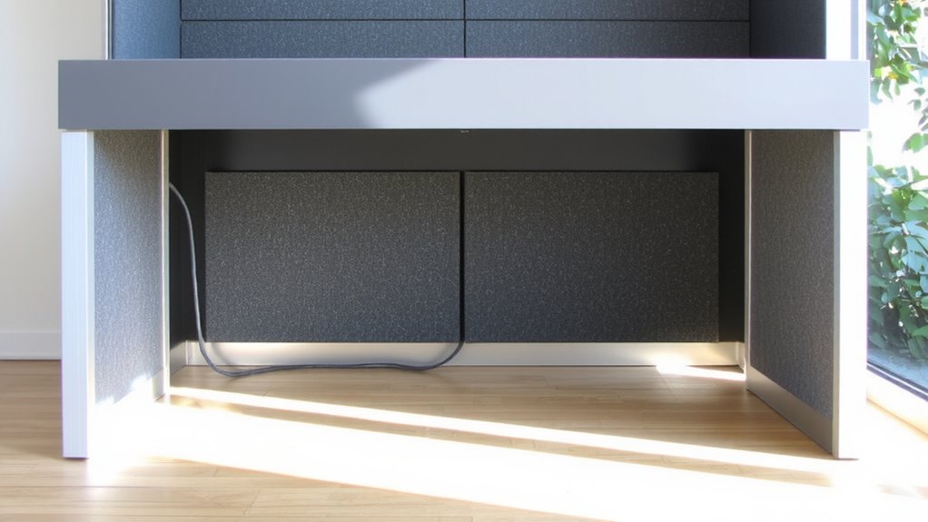 under desk panels reduce noise and clutter