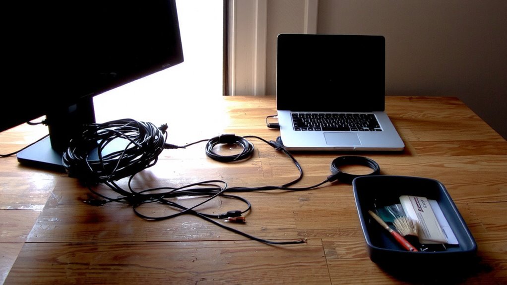 unplug before organizing cables