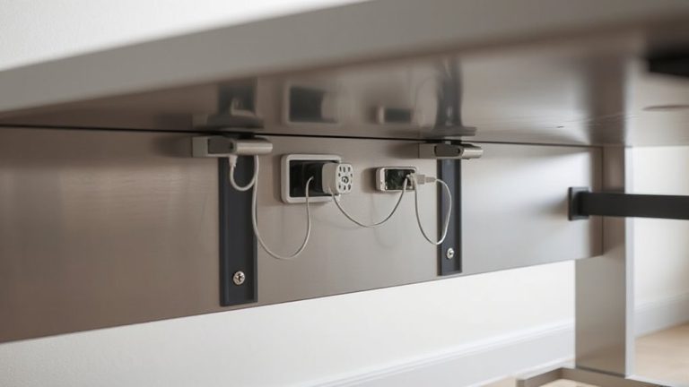 vertical charging rails for desk