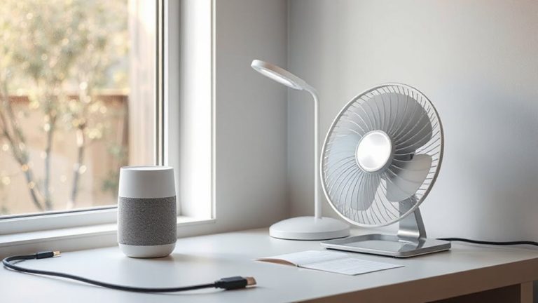 voice controlled desk lighting and fans