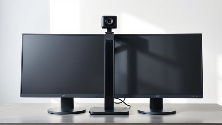webcam mount above dual monitors